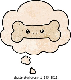 cartoon bone with thought bubble in grunge texture style