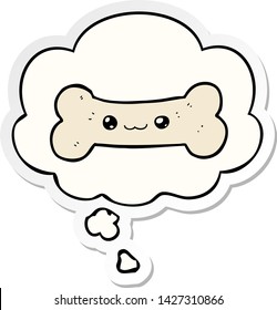 cartoon bone with thought bubble as a printed sticker