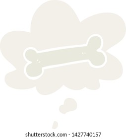 cartoon bone with thought bubble in retro style
