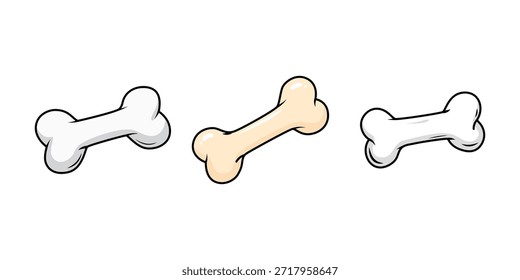 Cartoon Bone Vector Set Graphic Elements White Background Pet Food and Animal Themes