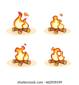 Cartoon bonfire with burning animation