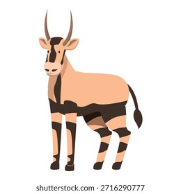 Cartoon bongo, tragelaphus eurycerus, parado e mostrando suas lindas listras e chifres
