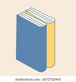 Libro de dibujos animados. Ilustración para niños de regreso a la escuela. Biblioteca de aprendizaje y Educación Tema. Concepto de estudio de conocimiento divertido y vibrante positivo Arte de pegatina simple Diseño de tarjeta de imagen amigable para niños