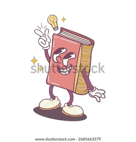 Cartoon book character with an idea