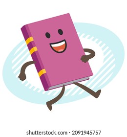 Cartoon Book Character running. Vector Illustration.