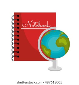 cartoon book and globe world graphic