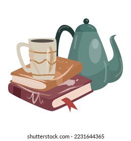 Ilustración del vector de libros de caricaturas. Ilustración vectorial moderna de estilo plano aislada en fondo blanco