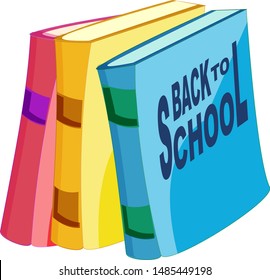 Cartoon books with text Back to school