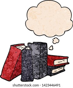 cartoon books with thought bubble in grunge texture style