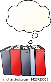 cartoon books with thought bubble in smooth gradient style