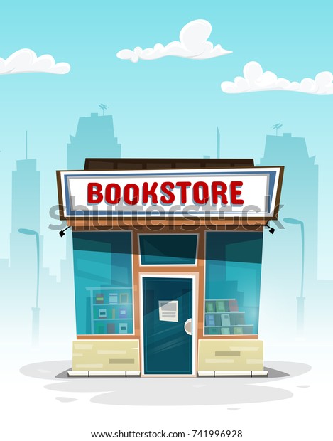 Cartoon Bookstore Front View Vector Illustration Stock Vector (Royalty ...