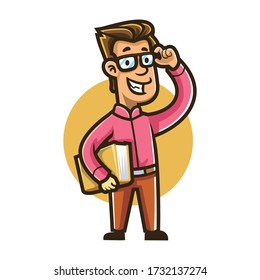 Cartoon Bookworm Mascot Logo Design