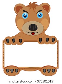 Cartoon borax bear with poster on white background is insulated