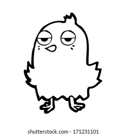 cartoon bored bird