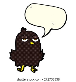 cartoon bored bird with speech bubble