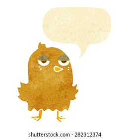 cartoon bored bird with speech bubble