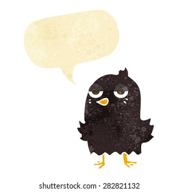 cartoon bored bird with speech bubble