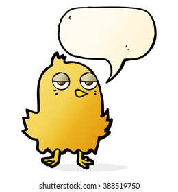 pájaro aburrido de caricatura con burbuja de habla