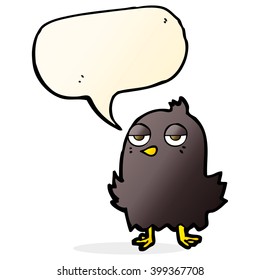 cartoon bored bird with thought bubble