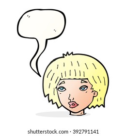 cartoon bored looking woman with speech bubble