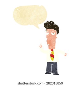 cartoon bored man asking question with speech bubble