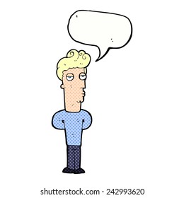 cartoon bored man with speech bubble