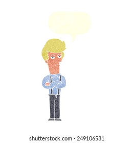 cartoon bored man with speech bubble