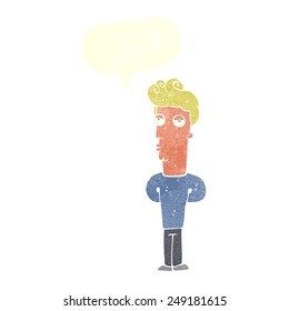 cartoon bored man with speech bubble