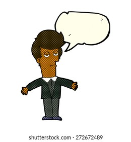 cartoon bored man with speech bubble