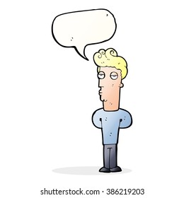 cartoon bored man with speech bubble