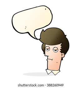 cartoon bored man with speech bubble