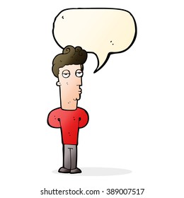 cartoon bored man with speech bubble