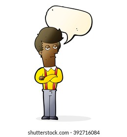 cartoon bored man with speech bubble
