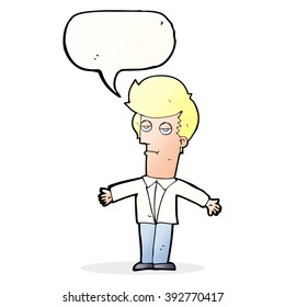 cartoon bored man with speech bubble