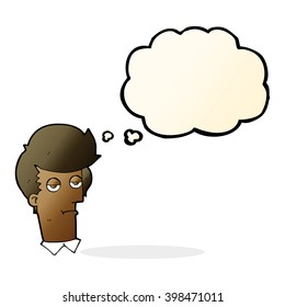 cartoon bored man with thought bubble