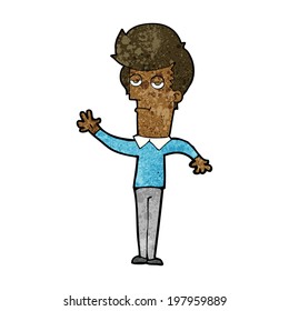 caricatura de un hombre aburrido ondeando