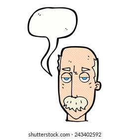 cartoon bored old man with speech bubble