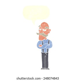 caricatura aburrida anciano con burbuja de habla