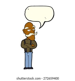 Karikatur langweilig alter Mann mit Sprechblase
