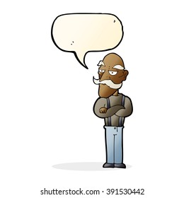 cartoon bored old man with speech bubble