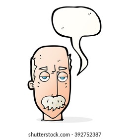 caricatura aburrida anciano con burbuja de habla