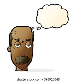 cartoon bored old man with thought bubble