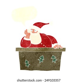 cartoon bored santa claus with speech bubble