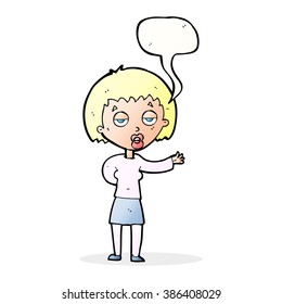 cartoon bored woman with speech bubble