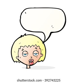 cartoon bored woman with speech bubble