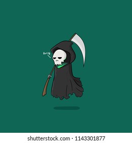 Cartoon Boring reaper character illustration.