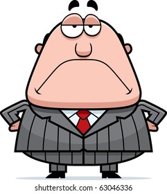 A Cartoon Boss With A Grumpy Expression.