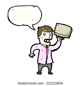 jefe de dibujos animados tirando maletín