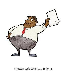 jefe de dibujos animados agitando papeles