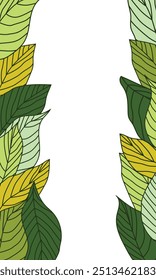 Cartoon botanical green leaves background